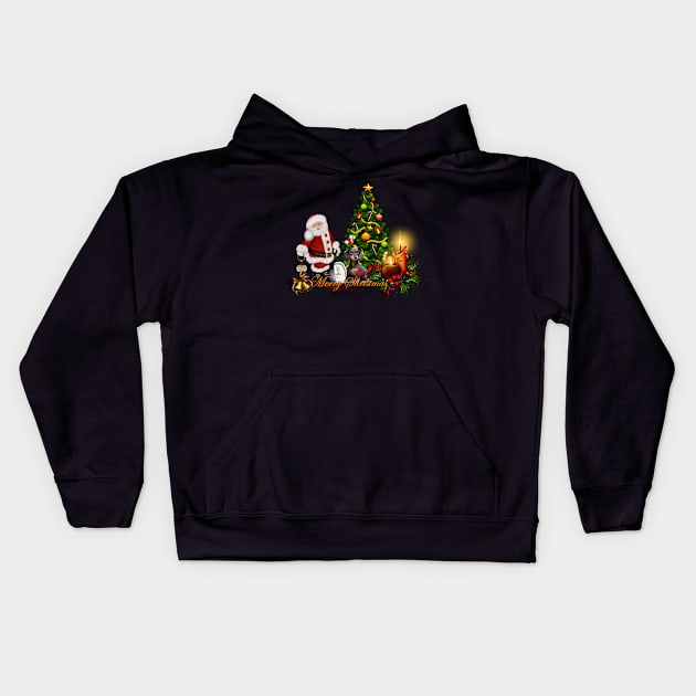 Santa Claus with hedgehog and dog  brings happiness Kids Hoodie by Nicky2342